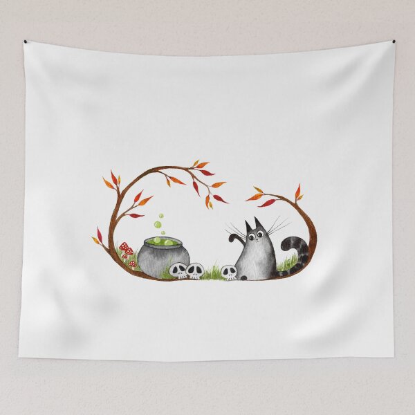 Item preview, Cat Playing With Skulls designed and sold by Liubka.