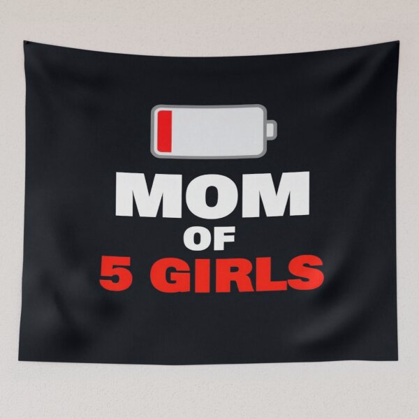 Item preview, Low Battery Mom of 5 Girls Funny Exhausted Parent Quote | Tired Mother Humor Gift for Moms designed and sold by Bright Nest Studio.