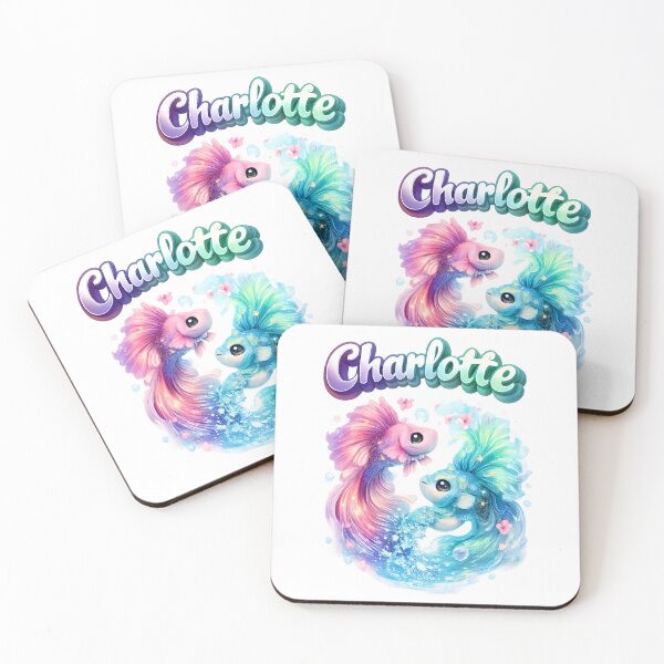 Item preview, Charlotte Pisces – Cute Twin Fish Fantasy Zodiac Name Art designed and sold by AlexLineArt.