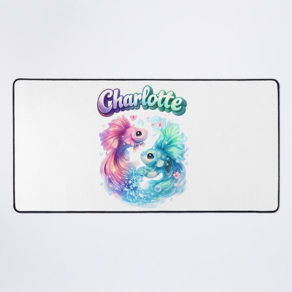 Item preview, Charlotte Pisces – Cute Twin Fish Fantasy Zodiac Name Art designed and sold by AlexLineArt.