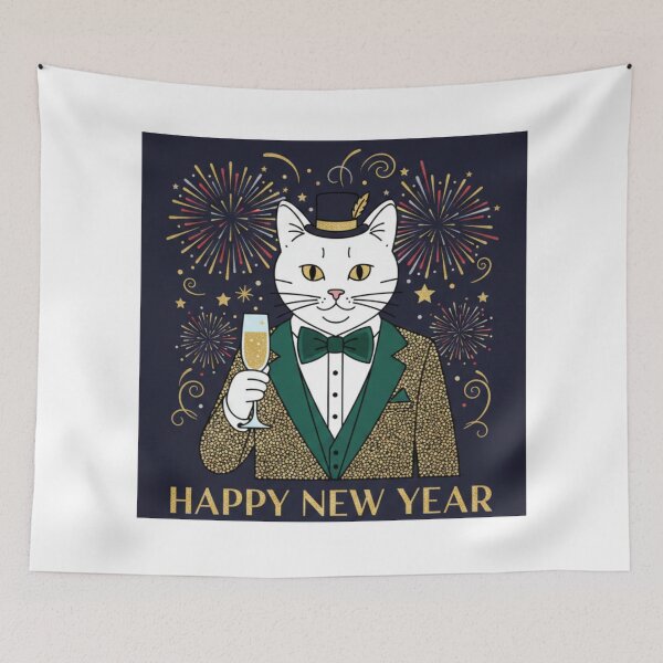 Item preview, Elegant Cat Celebrating New Year in Style designed and sold by Fandom Universe.