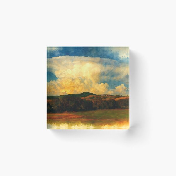 Item preview, Dramatic Storm Clouds Over Golden Countryside – Watercolor Landscape Art designed and sold by M.ALK.Watercolor.