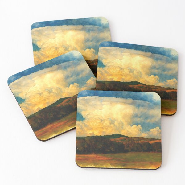 Item preview, Dramatic Storm Clouds Over Golden Countryside – Watercolor Landscape Art designed and sold by M.ALK.Watercolor.