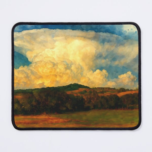 Item preview, Dramatic Storm Clouds Over Golden Countryside – Watercolor Landscape Art designed and sold by M.ALK.Watercolor.