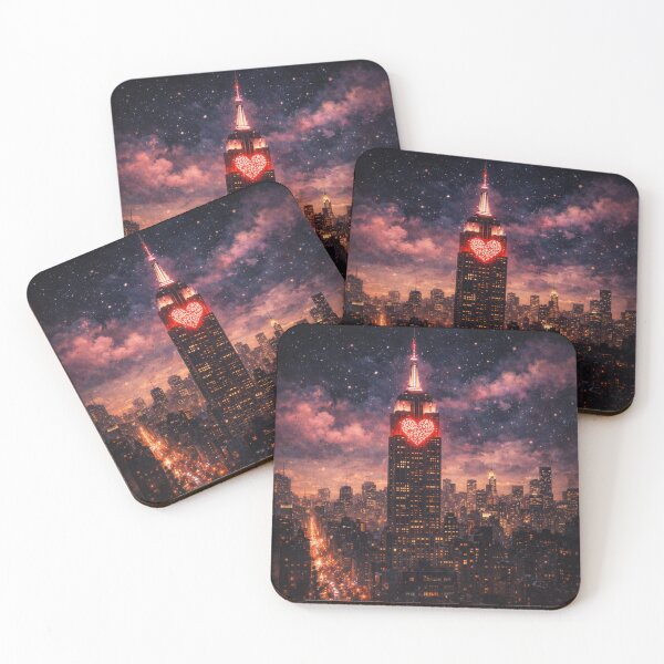 Item preview, Empire State Building Heart Lights Art Print – Romantic NYC Night Skyline Valentine Design designed and sold by SezzyDesigns.
