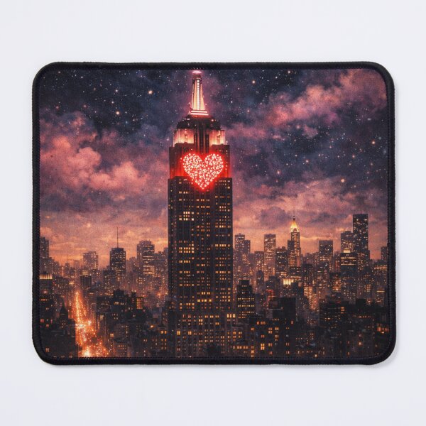 Item preview, Empire State Building Heart Lights Art Print – Romantic NYC Night Skyline Valentine Design designed and sold by SezzyDesigns.