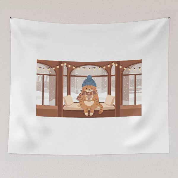 Item preview, Cozy Cat Enjoying Coffee in a Cute Café designed and sold by Fandom Universe.