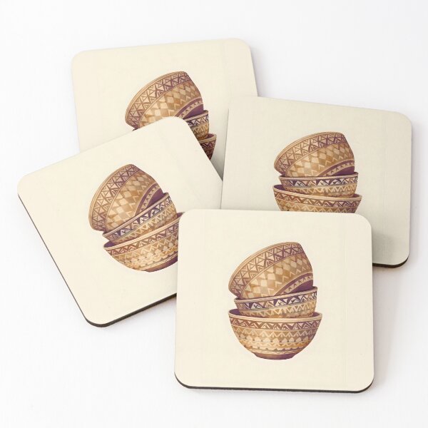 Item preview, Traditional Berber Bowls Art - Moroccan Tribal Pottery Illustration designed and sold by ​VibeCanvas Studio.