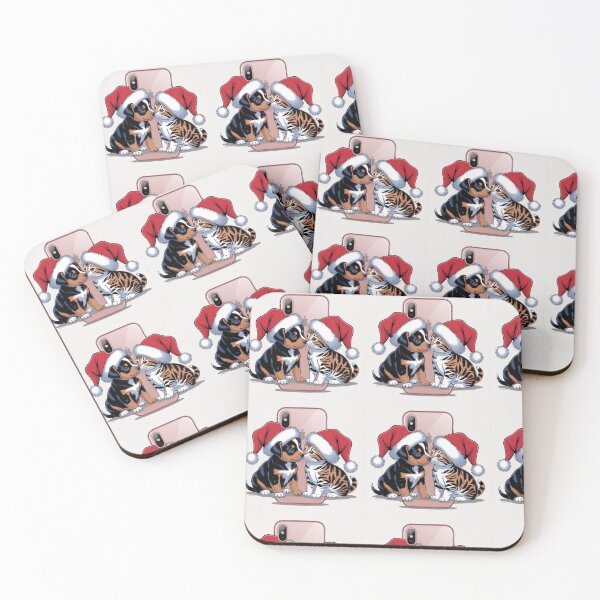 Item preview, Puppy & Kitten Christmas Kiss designed and sold by VikrantCreative.