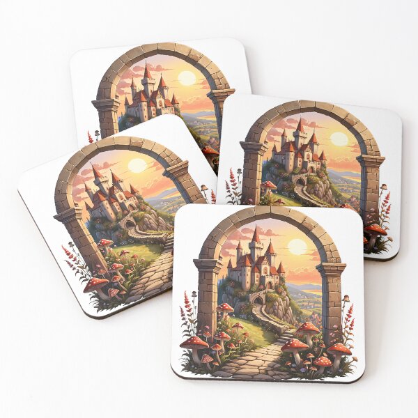 Item preview, Fairy Tale Castle at Sunset – Magical Fantasy Art Print designed and sold by Blassstein.