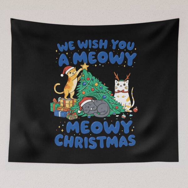 Item preview, Cute Christmas Cats We Wish You A Meowy Christmas Design designed and sold by DrawHandArt.