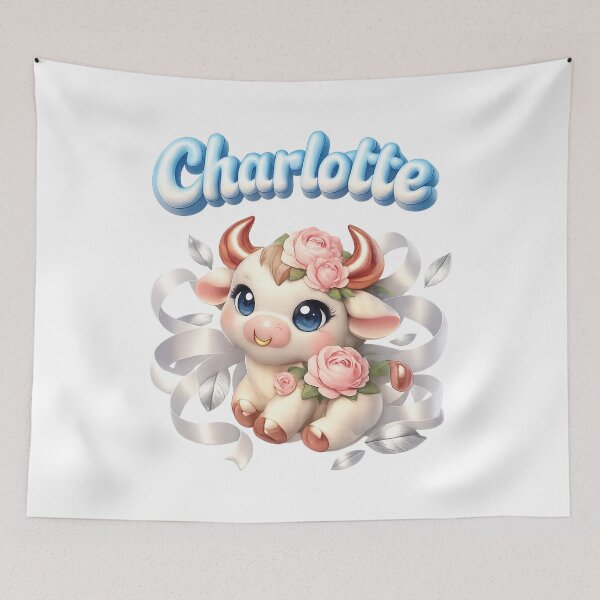 Item preview, Charlotte Taurus – Cute Floral Zodiac Name Art Design designed and sold by AlexLineArt.