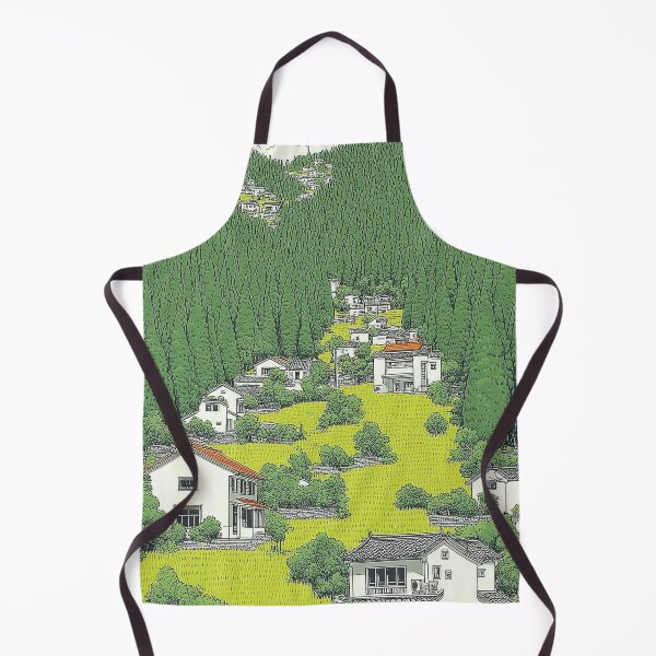 Item preview, Idyllic Chinese Countryside Village Lush Green Illustration designed and sold by R&B Art and design.