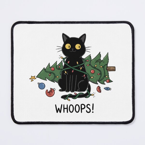 Item preview, Whoops Black Cat Christmas Tree Disaster Funny designed and sold by Lora Art.
