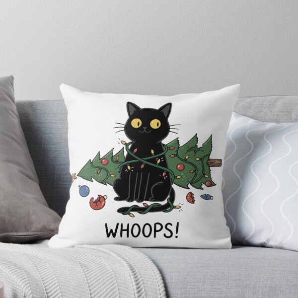 Item preview, Whoops Black Cat Christmas Tree Disaster Funny designed and sold by Lora Art.