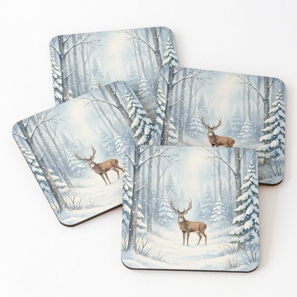 Item preview, Majestic Deer in a Snow Covered Winter Forest designed and sold by homydesign.