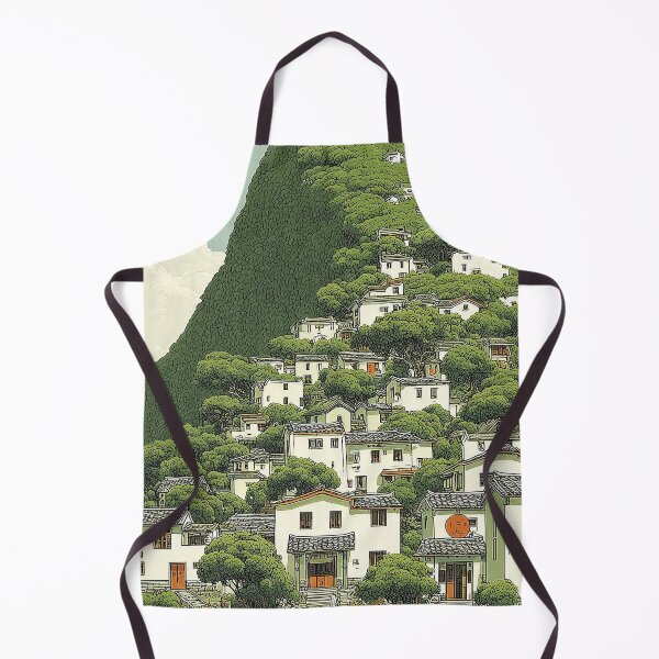 Item preview, Idyllic Chinese Countryside Village Lush Green Illustration designed and sold by R&B Art and design.
