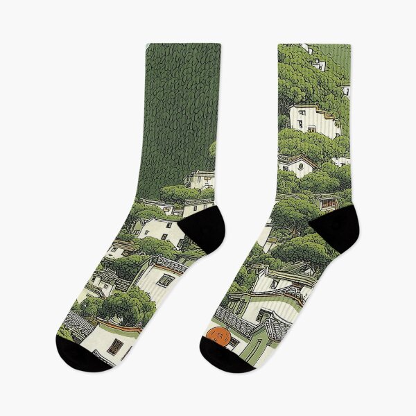 Item preview, Idyllic Chinese Countryside Village Lush Green Illustration designed and sold by R&B Art and design.