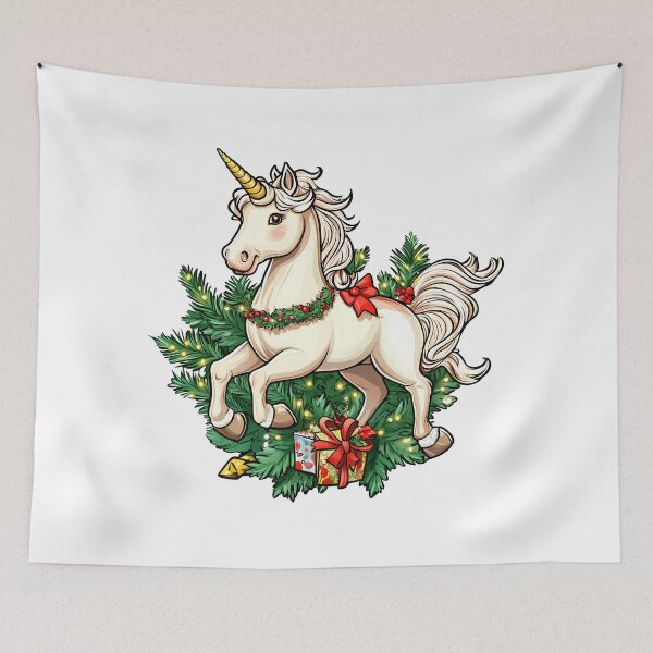 Item preview, Christmas Unicorn with Garland and Gifts designed and sold by DesignArtist.ia.
