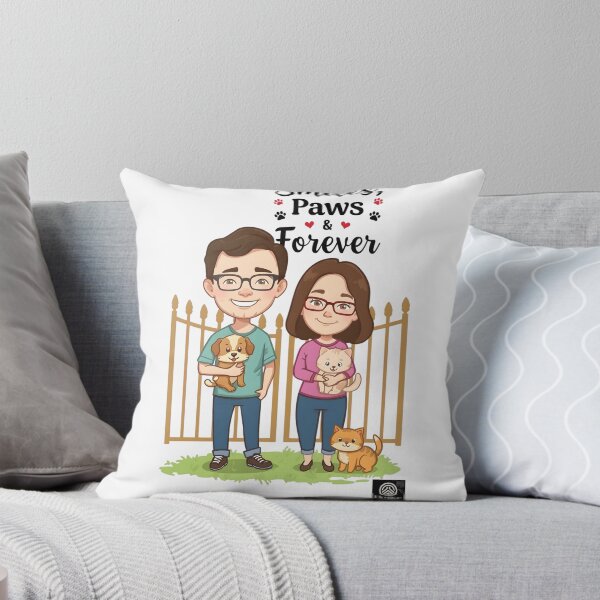 Item preview, Smiles, Paws & Forever – Cute Couple with Puppy and Kitty Cartoon Art designed and sold by HOUSE OF TIST.