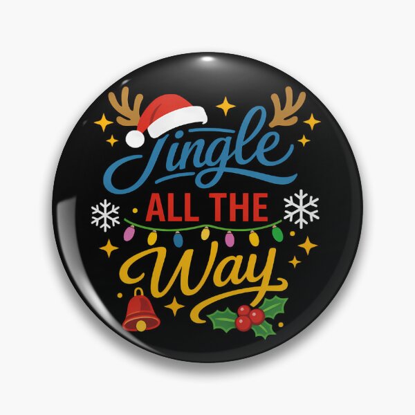 Item preview, Jingle All The Way – Colorful Christmas Typography with Santa Hat, Lights & Festive Icons designed and sold by Glowaria.