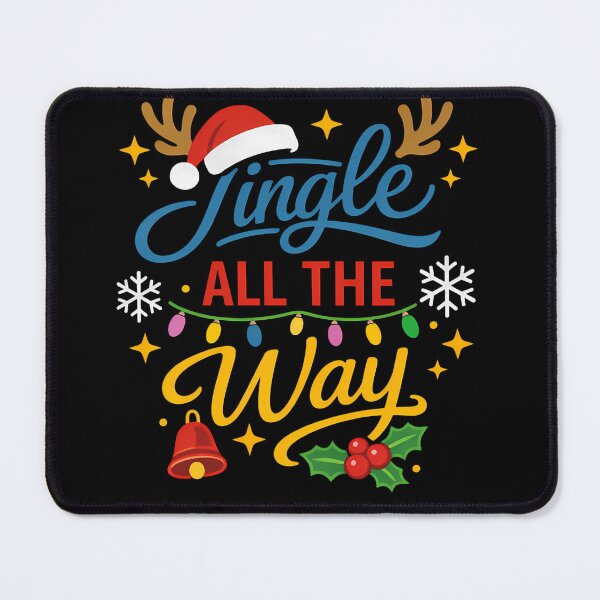 Item preview, Jingle All The Way – Colorful Christmas Typography with Santa Hat, Lights & Festive Icons designed and sold by Glowaria.