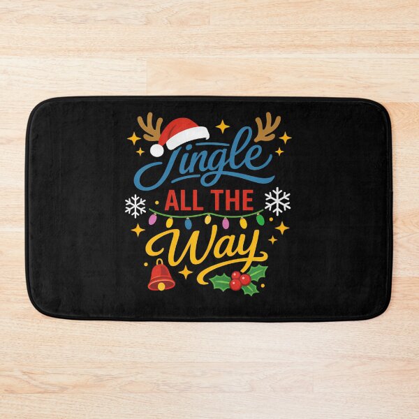Item preview, Jingle All The Way – Colorful Christmas Typography with Santa Hat, Lights & Festive Icons designed and sold by Glowaria.