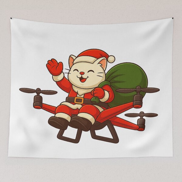 Item preview, Santa claws Cat on drone designed and sold by UniqueDesignHub.