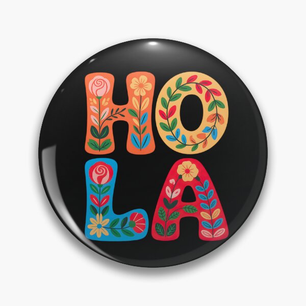 Item preview, Hola Floral Typography T-Shirt | Mexican Folk Art Spanish Greeting | Vibrant Boho Flower Gift designed and sold by Pixie Bloom.