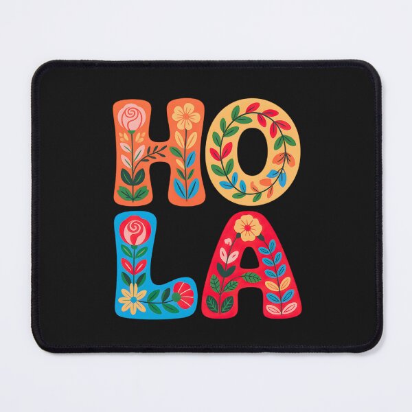 Item preview, Hola Floral Typography T-Shirt | Mexican Folk Art Spanish Greeting | Vibrant Boho Flower Gift designed and sold by Pixie Bloom.