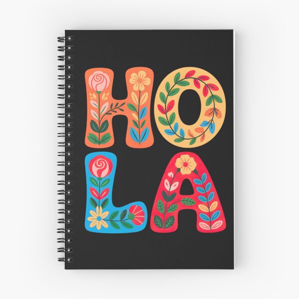 Item preview, Hola Floral Typography T-Shirt | Mexican Folk Art Spanish Greeting | Vibrant Boho Flower Gift designed and sold by Pixie Bloom.