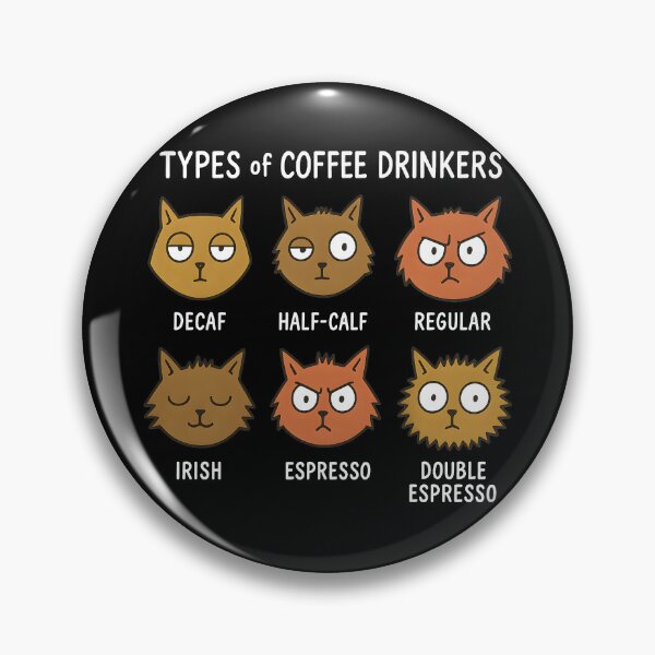 Item preview, Funny Types of Coffee Drinkers Cat Chart Caffeine Addiction Humor designed and sold by DrawHandArt.