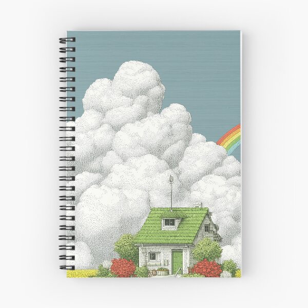 Item preview, Moebius Style Cloud House and Rainbow Surreal Art designed and sold by R&B Art and design.
