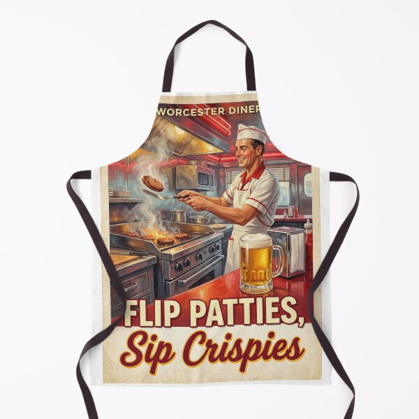 Item preview, Flip Patties Sip Crispies Worcester Diner Cook Poster designed and sold by Cozy-Old-Pub.
