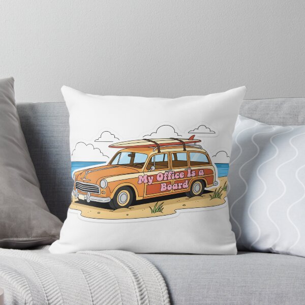 Item preview, Retro Woody Station Wagon with Surfboard on Beach Sticker designed and sold by homydesign.