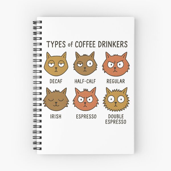 Item preview, Funny Types of Coffee Drinkers Cat Chart Caffeine Addiction Humor designed and sold by DrawHandArt.