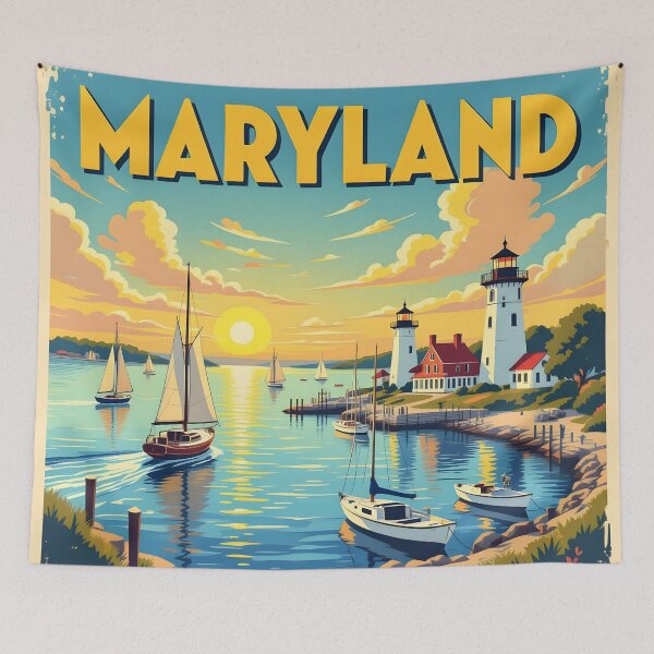 Item preview, Maryland, USA: Vintage-Style Painterly Travel Poster designed and sold by LSVart.