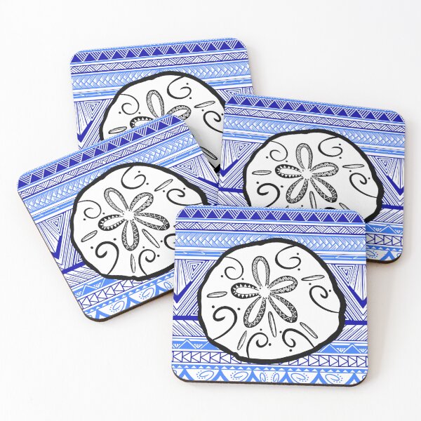 Item preview, Tribal Sand Dollar with Blue Tribal Background  designed and sold by Steeb757.