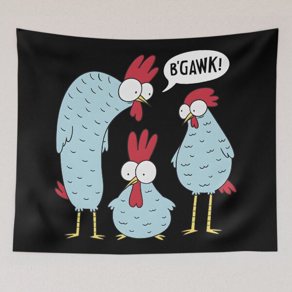 Item preview, Funny Blue Chicken Family B'Gawk Surprised Rooster Cartoon designed and sold by DrawHandArt.