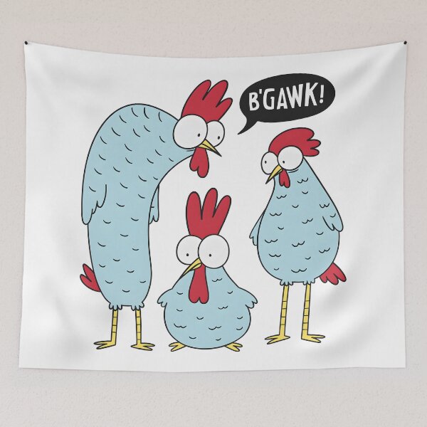 Item preview, Funny Blue Chicken Family B'Gawk Surprised Rooster Cartoon designed and sold by DrawHandArt.