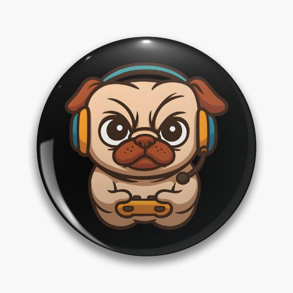 Item preview, Funny Gamer Pug Dog With Headset And Controller Cartoon designed and sold by DrawHandArt.