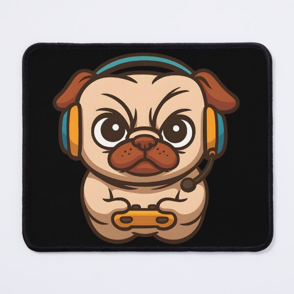 Item preview, Funny Gamer Pug Dog With Headset And Controller Cartoon designed and sold by DrawHandArt.