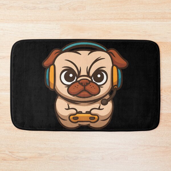 Item preview, Funny Gamer Pug Dog With Headset And Controller Cartoon designed and sold by DrawHandArt.
