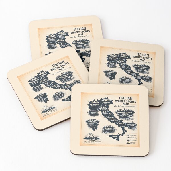 Item preview, Italian Winter Sports Map Featuring Alpine and Volcanic Ski Regions designed and sold by SplashTastic.