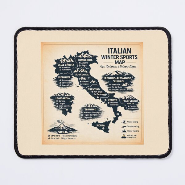 Item preview, Italian Winter Sports Map Featuring Alpine and Volcanic Ski Regions designed and sold by SplashTastic.