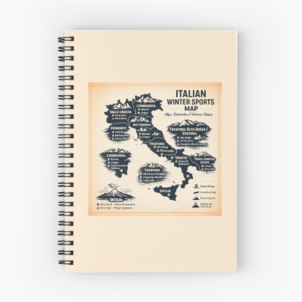 Item preview, Italian Winter Sports Map Featuring Alpine and Volcanic Ski Regions designed and sold by SplashTastic.