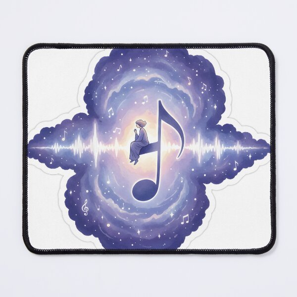 Item preview, Whimsical Figure Sitting on a Large Musical Note in a Cosmic Galaxy designed and sold by homydesign.