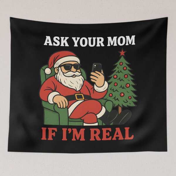 Item preview, Funny Naughty Santa Ask Your Mom If I'm Real Christmas Meme Humor designed and sold by DrawHandArt.
