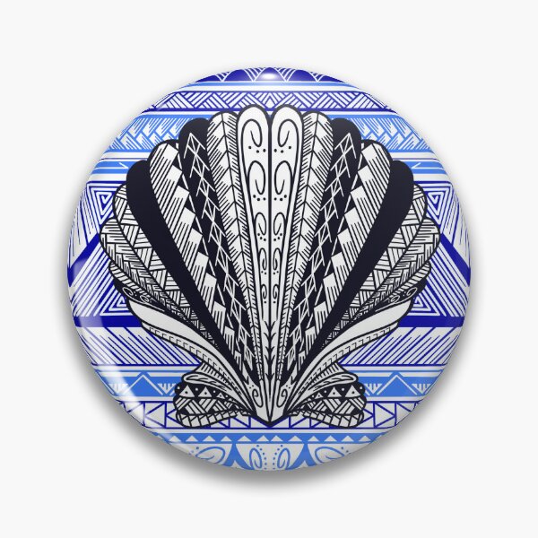 Item preview, Tribal Clam Sea Shell with Blue Tribal Background designed and sold by Steeb757.