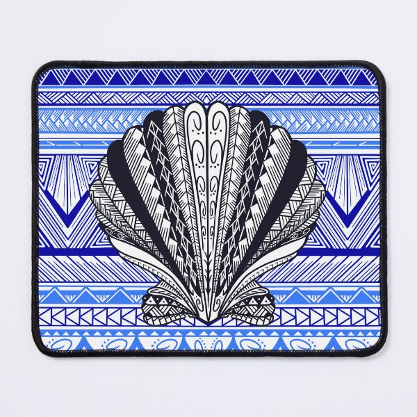 Item preview, Tribal Clam Sea Shell with Blue Tribal Background designed and sold by Steeb757.